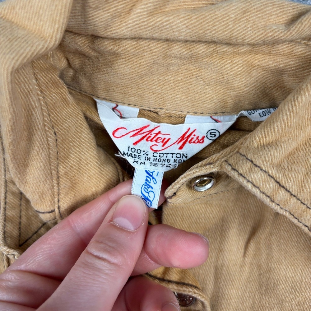 Mitey Miss Button Up Shirt Girls Size 5 Tan Vintage Western Denim Long Sleeve - Picture 6 of 9